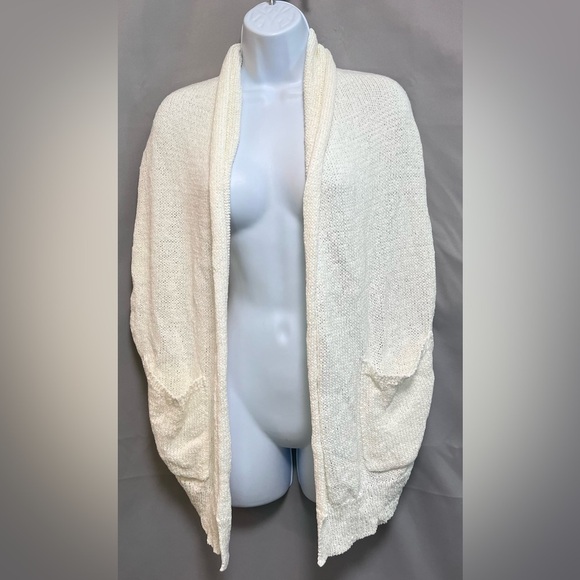 Gap Womens Off White Sleeveless Shawl Neck Open Front Cardigan Sweater Sz Med - Picture 4 of 10
